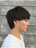 刈り上げマッシュショートウルフ波巻きツイストスパイラルパーマ