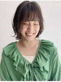 ボブパーマ/黒髪パーマ/切りっぱなしボブ/ショートボブ