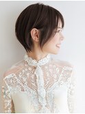 大人可愛い20代30代40代黒髪前下がりひし形小顔ボブ丸みショート