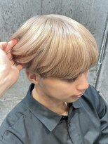 メンズブリーチカラーミルクティーベージュカラーダブルカラー