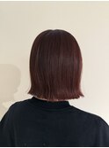 ぱつっとボブ×レッドブラウン