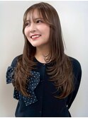 ハッシュカット 前髪カット レイヤー マロンベージュ 20代 艶髪