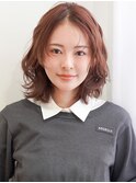 ゆるふわくびれボブ×マロンブラウン×センターパート