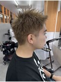 メンズブリーチダブルカラーショート横浜刈り上げ