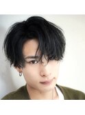 センターパート波巻きパーマ 【センターラフパート】