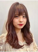 ベージュピンク×ガーリーヘア/ミルクティーピンク20代30代