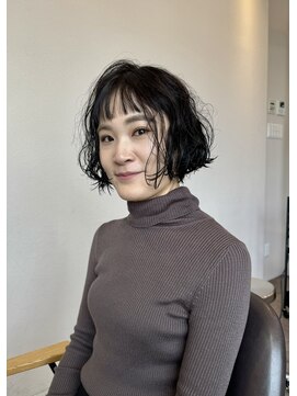 ソイ(soi) 黒髪ボブ癖毛活かしストレートぷつっとボブミニボブ