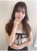 シースルーバング 韓国ヘア 顔周りレイヤー 艶感 ロングヘア