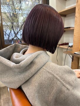 ロウ 町田(ROW) .ワンレンボブ前下がりショート内巻きワンカール鎖骨ミディアム