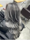 バレイヤージュカラーホワイトシルバーブリーチダブルカラー横浜