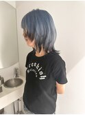 ブルーカラーに裾ブラック