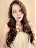 【MINX】くびれヘアアプリコットオレンジハイライトカラー表参道