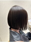 切りっぱなしボブ／内巻きボブ/チョコブラウン/髪質改善