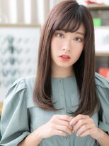 カバーヘア ブリス 志木南口駅前店(COVER HAIR bliss)&nbsp;★ココアブラウン斜めバング小顔ワンカールロング30代40代★1