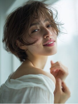 ナチュラルショートパーマパーマスタイル　20代/30代/40代