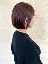 プリモ ココ 鍋島店(Primo coco.)&nbsp;レッドブラウン 丸みボブ 髪質改善 透明感カラー髪質改善 30代