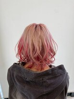アース 郡山コスモス通り店(HAIR&MAKE EARTH) ピンクインナーカラー×ミルクティーベージュボブ