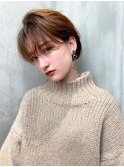 大人かわいい前髪セシルカットココアブラウンフリンジウェーブ