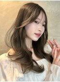 韓国風/レイヤー/小顔/前髪カット/髪質改善/グレージュ/透明感