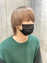 韓国風メンズミルクティーベージュダブルカラーハイトーンカラー