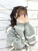 三つ編みハーフツイン