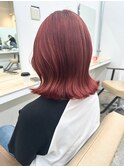 【ブリーチなしダブルカラー】艶感チェリーピンク/ミディボブ