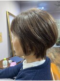 50代白髪ぼかしハイライト×ショート