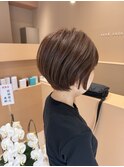 ショートボブ+オレンジベージュ