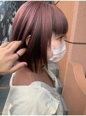 ツートーンカラーケアブリーチ丸みショートボブ