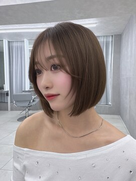 マウル ナゴヤ 名駅(MAEUL NAGOYA) 人気のボブ顔まわりレイヤー ベージュカラー