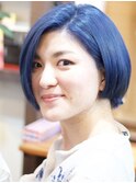 ボブルフ×ブルーカラー[下北沢/髪質改善/縮毛矯正/ブリーチ]