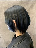 ブルージュネビージュ3Dハイライトブルーブラックボブウルフ