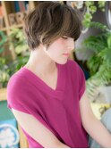 くすみカラー前下がり丸みショートルマッシュh3戸頭30代40代50代