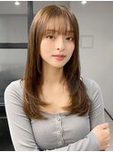 小顔 フェミニンロング メルティーカラー 似合わせカット"