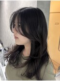 アプリコットオレンジ/くびれヘア/ウェーブショート［新潟］