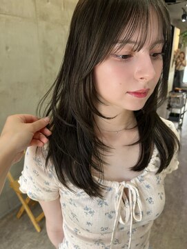 ソルトウォーター(SALT WATER) オリーブグレージュ/レイヤーカット/ブリーチなし恵比寿/代官山