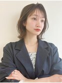 オリーブベージュショートミニボブグレージュブリーチレイヤー