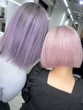 ジゼル 梅田(GiseL) ボブ　バレイヤージュ　ピンク　バイオレット