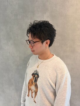 メンズツーブロックメンズパーマ波巻きツイストスパイラルUP