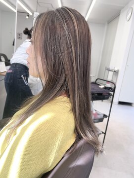 ハイライト+グレイ染め