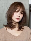 20代/ミディアム/シースルーバング