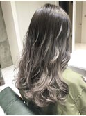 ブリーチWカラーアッシュグレージュグラデーションカラー!ロング