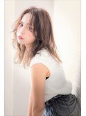ショコラベージュの小顔ベビーバングボブルフカール