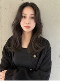 顔まわりレイヤー抜け感long グレージュカラー