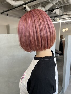 ジエクト カナウ(The Ect canow) 梅田ボブ/コーラルピンク/ピンクカラー/ハイトーン/前髪あり