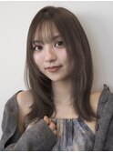 顔周りレイヤーカットくびれヘアミルクティーベージュカラー
