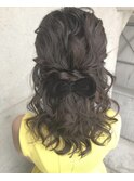 ハーフアップヘアアレンジハーフアップヘアセット結婚式ゲスト