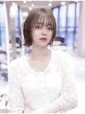 小顔ボブ/顔周りカット/オリーブカラー/髪質改善
