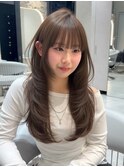 ワンホンレイヤー/透明感ベージュ/韓国レイヤー／オリーブカラー