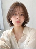 【NOA】くびれボブシースルーバングブラウンベージュレイヤー